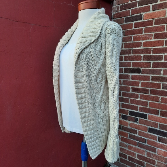 Anthropologie Aeve Peruvian Baby Alpaca Wool Chunky Cable Knit Cardigan Sweater - Picture 3 of 10